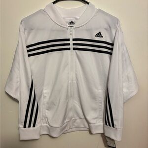 Girls Large Adidas White and Black Full Zip Jacket